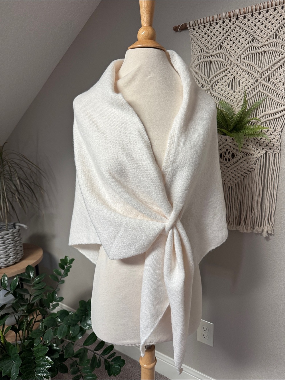 Shawl sweater cape oversized scarf cream soft